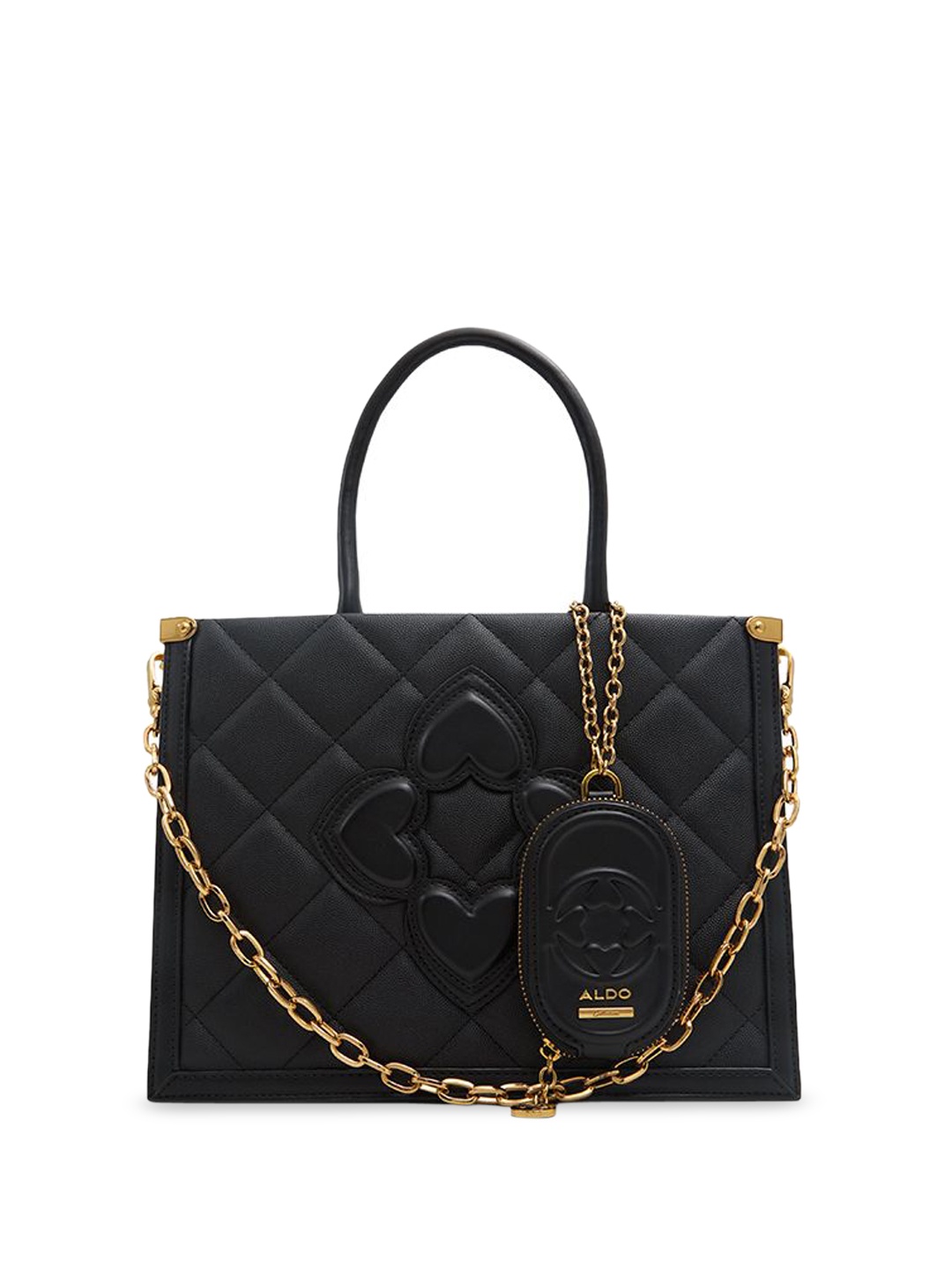 

ALDO Textured Structured Handheld Bag with Quilted, Black