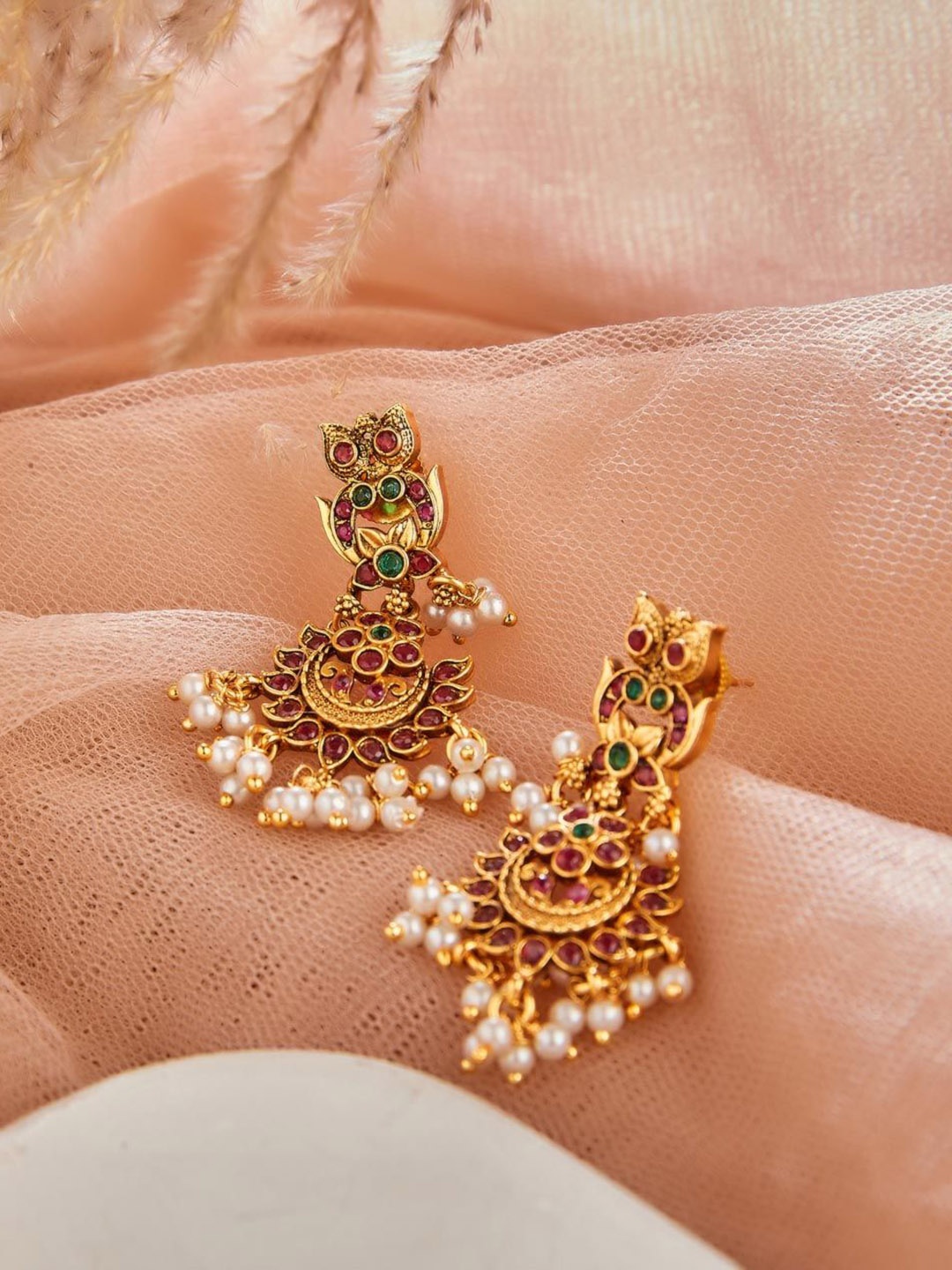 

Fabindia Contemporary Enamelled Chandbalis Earrings, Gold