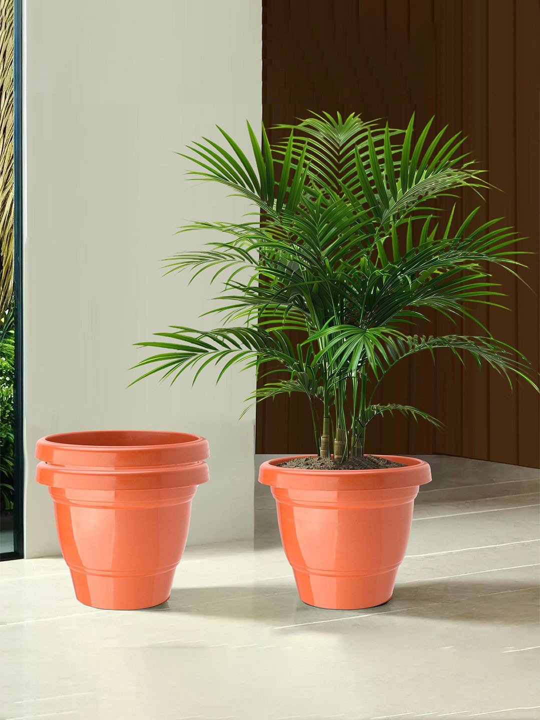 

Kuber Industries Orange 3 Pieces 2-Layer Lightweight Planters