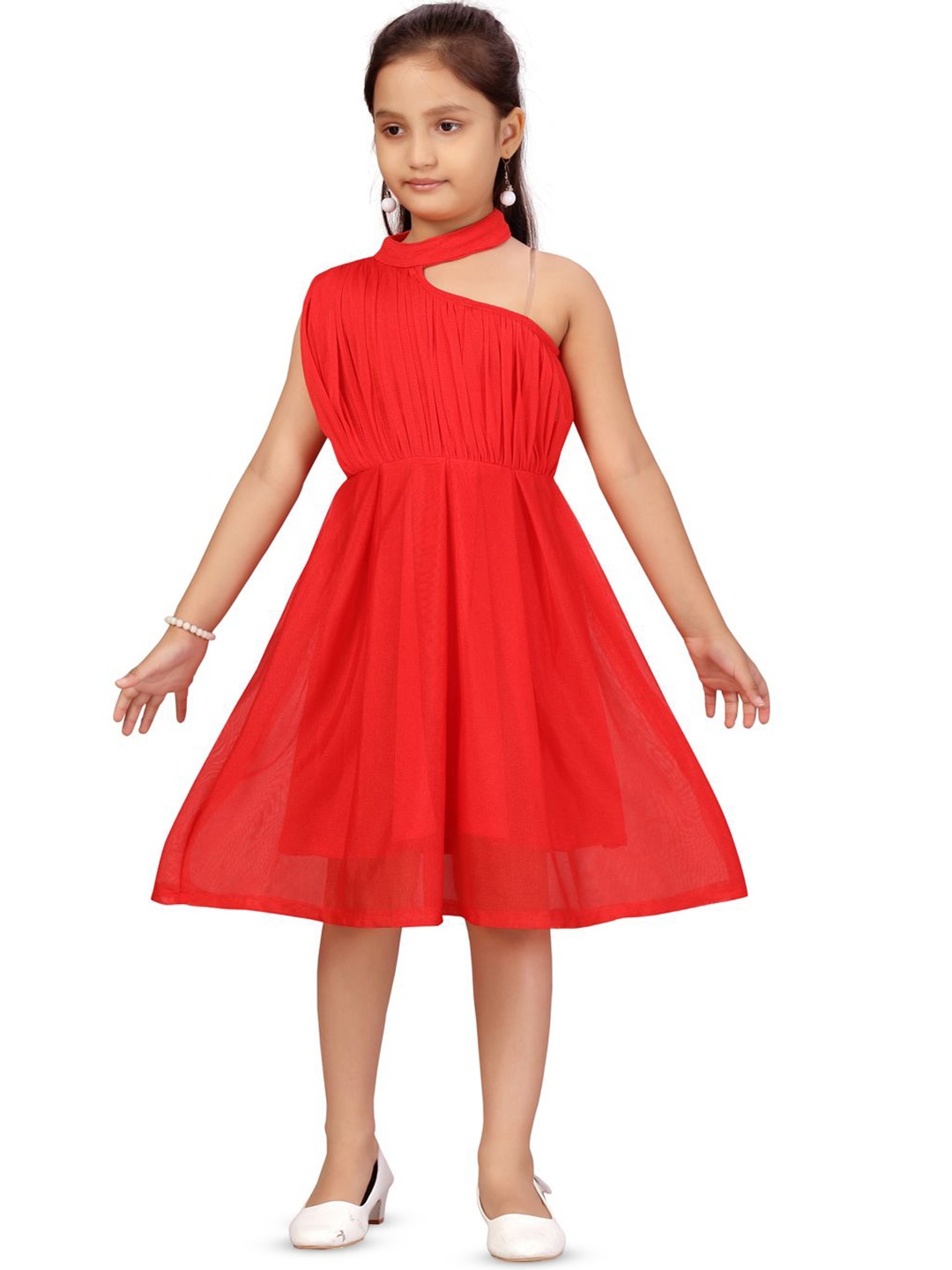 

BAESD Girls Net Fit & Flare Midi Dress, Red