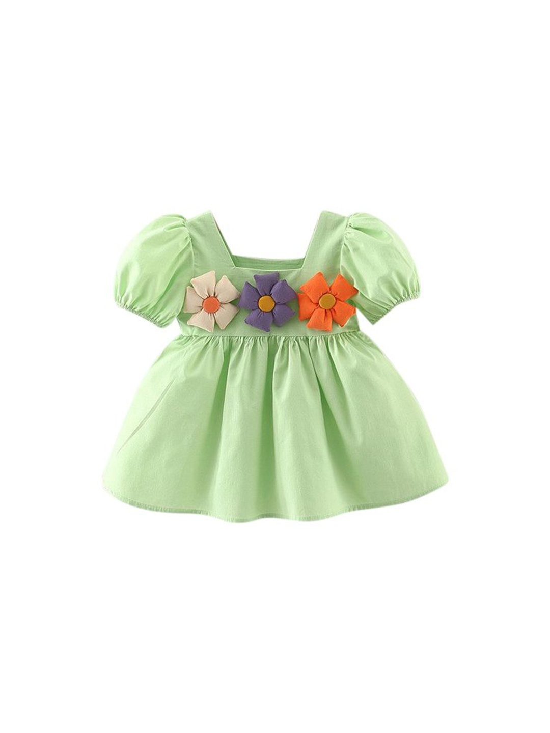 

StyleCast x Revolte Girls Cotton Puff Sleeve Satin Fit & Flare Dress, Green