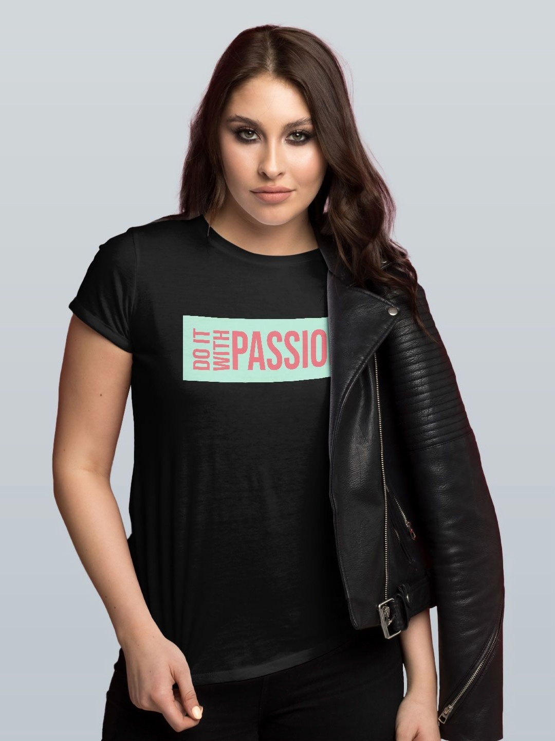

macmerise Women Typography Printed Applique T-shirt, Black