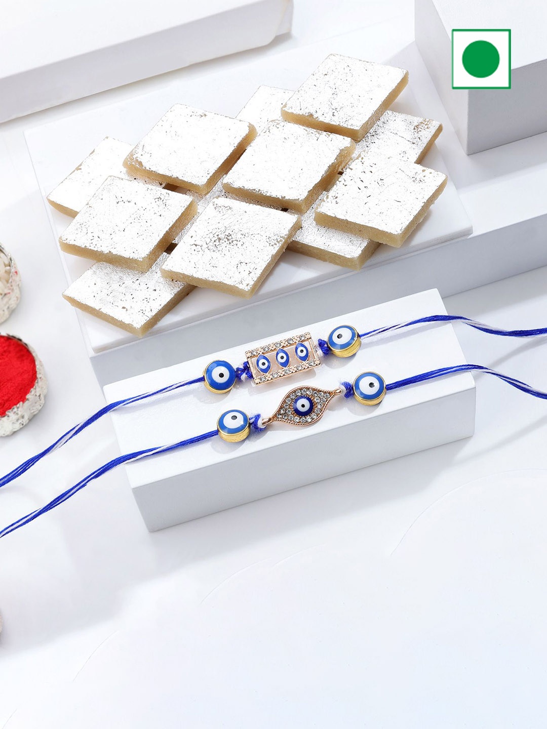 

IGP Pack Of 2 Rakhis With Kaju Katli, Blue