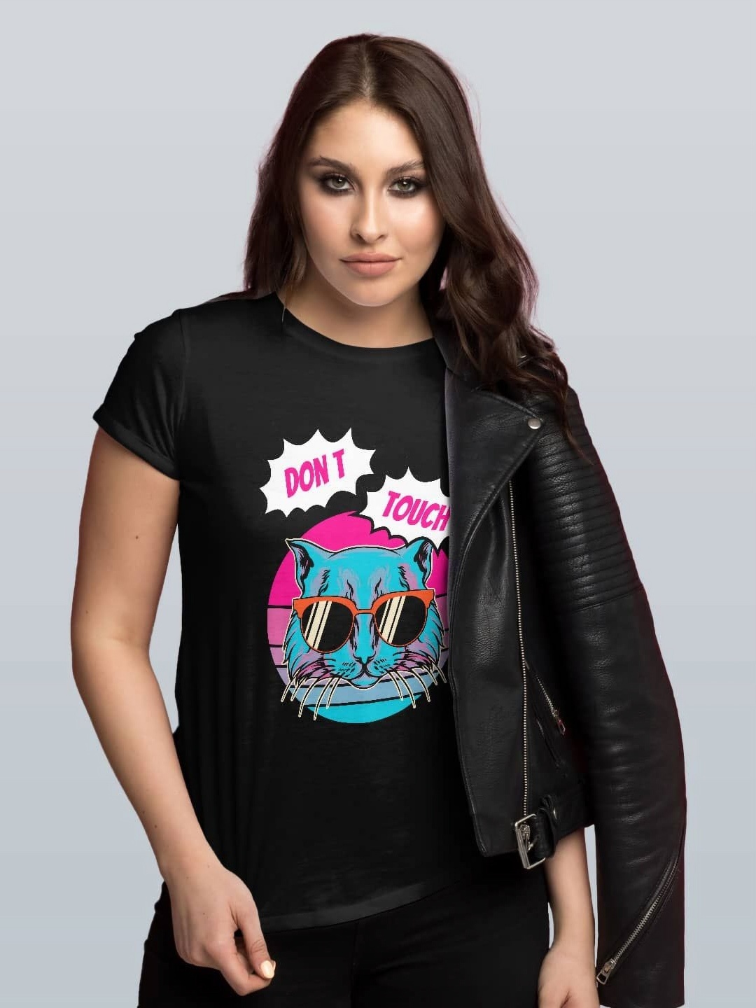 

macmerise Women Printed Applique T-shirt, Black