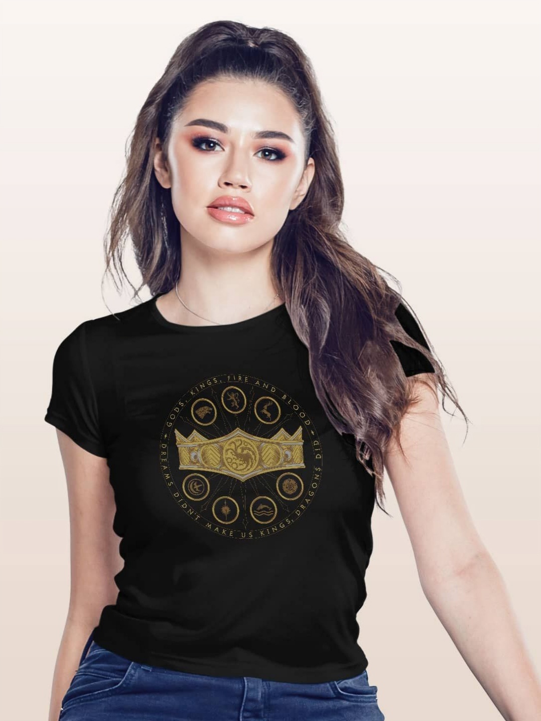 

macmerise Women Printed T-shirt, Black