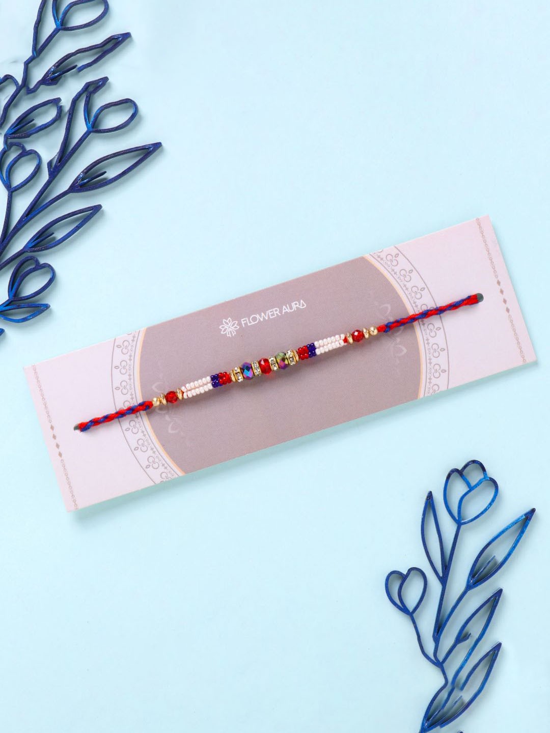 

Floweraura Vibrant Rakhi Bracelet With Roli Chawal, Red
