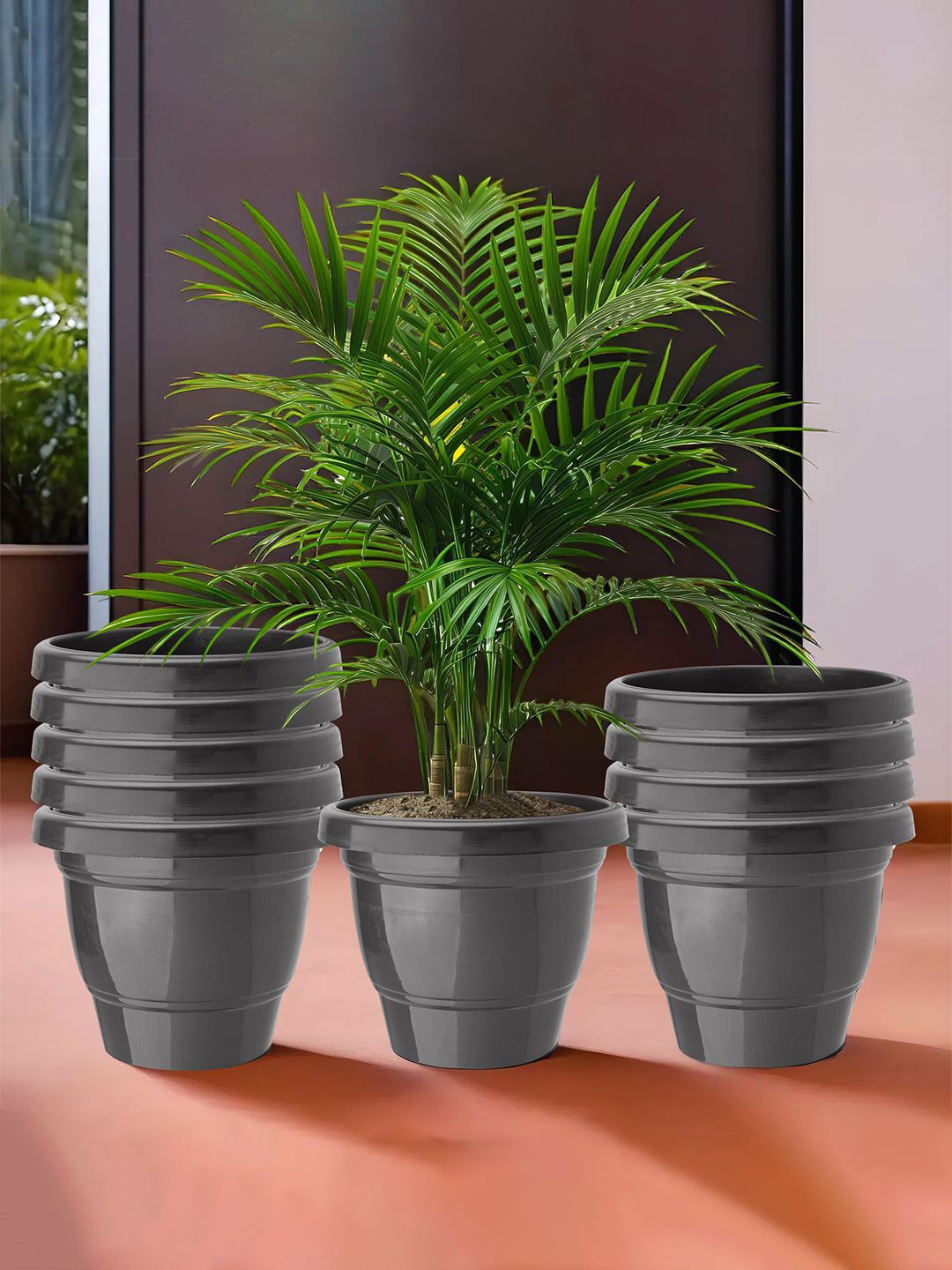 

Kuber Industries Black 10 Pieces 2-Layer Planters