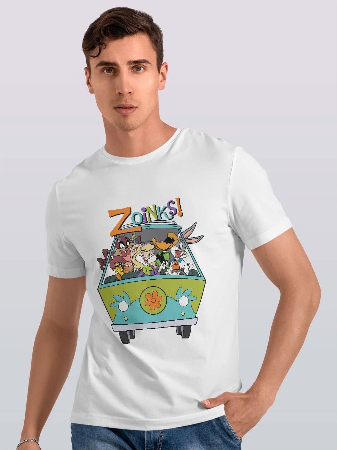 

macmerise Men Printed Applique T-shirt, White
