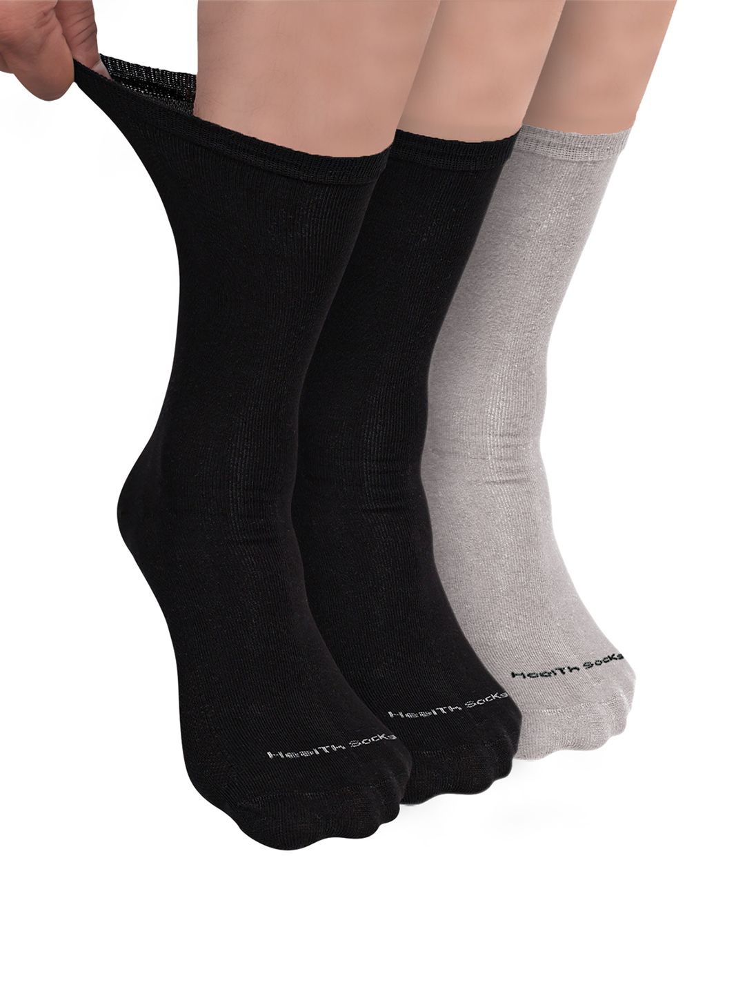 

FOOTPRINT Men 3 Pairs Seamless Organic Cotton Crew-Length Bamboo Socks, Black