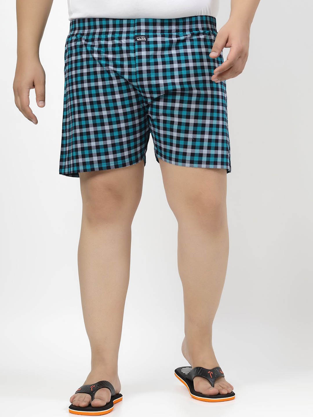 

plusS Men Checked Cotton Boxers MBX208E-NAVIGATECHK-XL, Blue