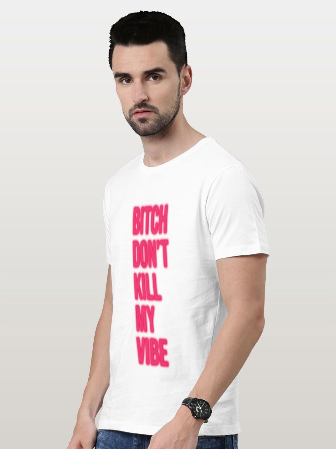 

macmerise Men Typography Printed Applique T-shirt, White