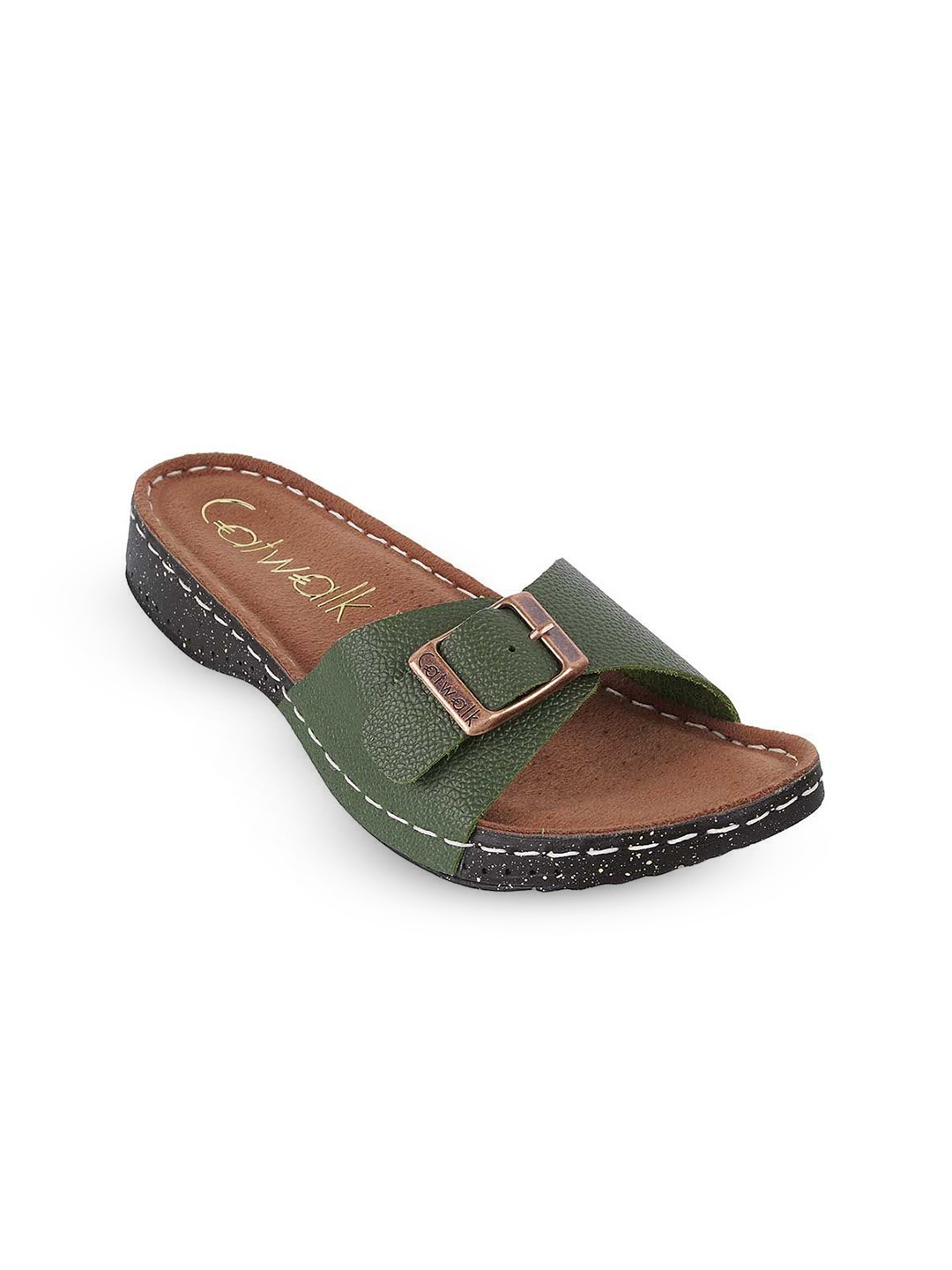 

Catwalk Women Open Toe Flats with Buckle, Green