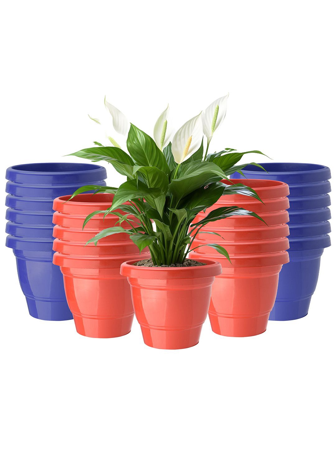

Kuber Industries Red & Blue 24 Pieces 2-Layer Durable Planters