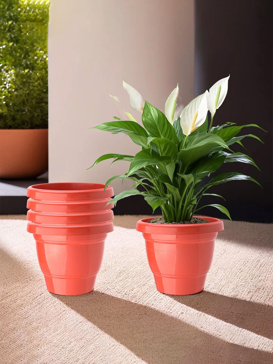 

Kuber Industries Red 5 Pieces 2-Layer Planters