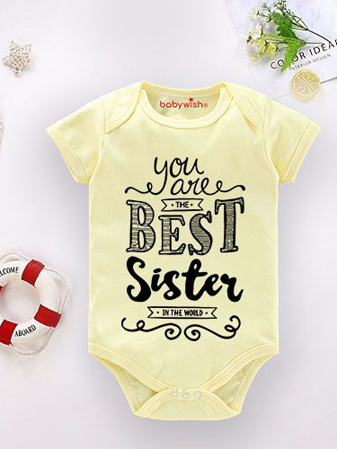 

Babywish Infants Printed Cotton Bodysuit, Yellow