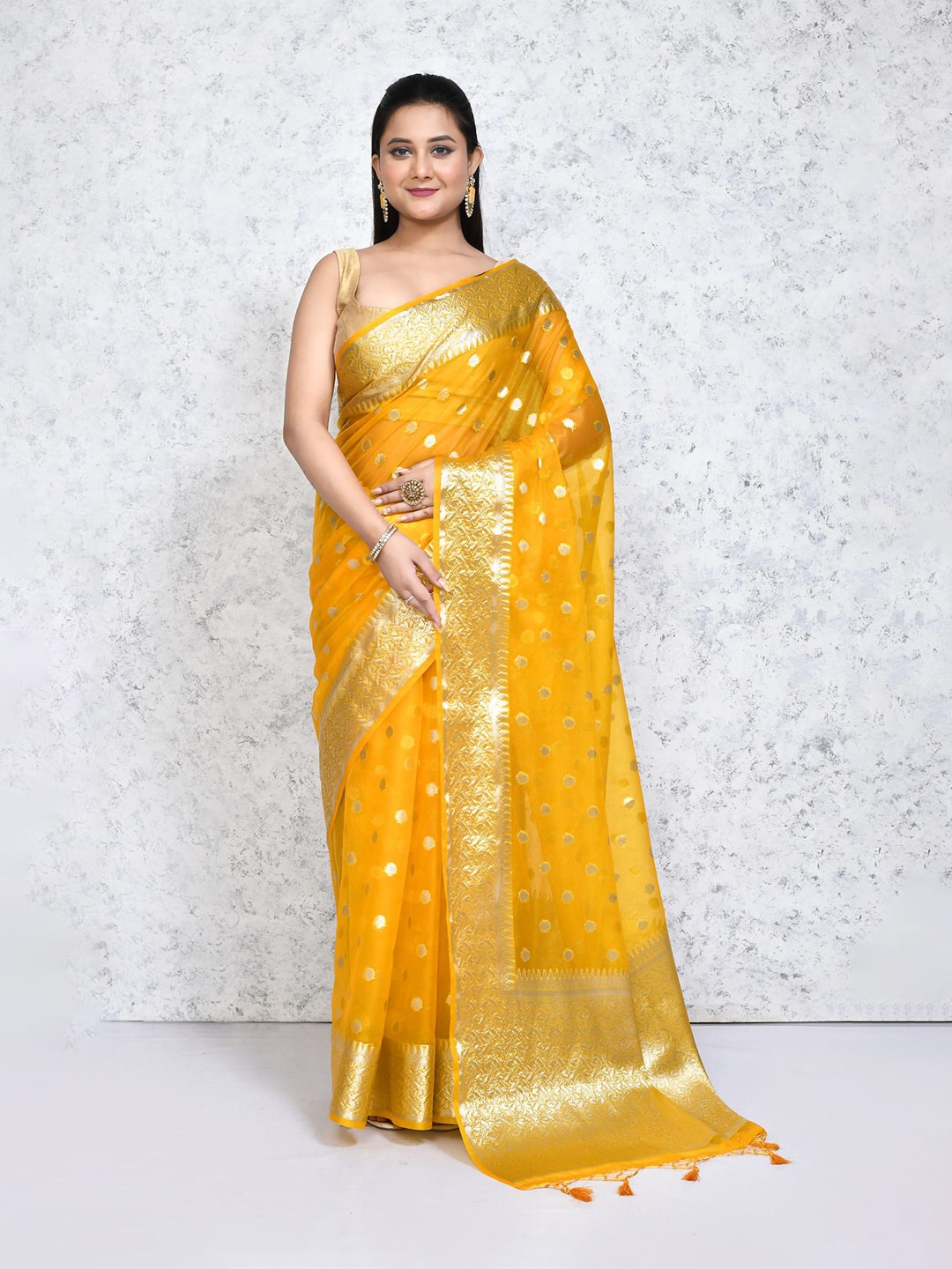 

SPRISH Woven Design Pure Silk Saree, Yellow