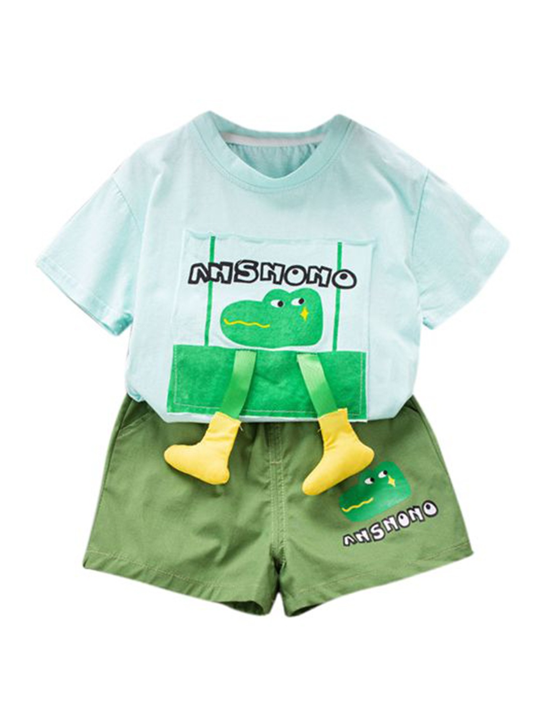 

StyleCast x Revolte Boys Printed Pure Cotton T-shirt With Shorts, Green