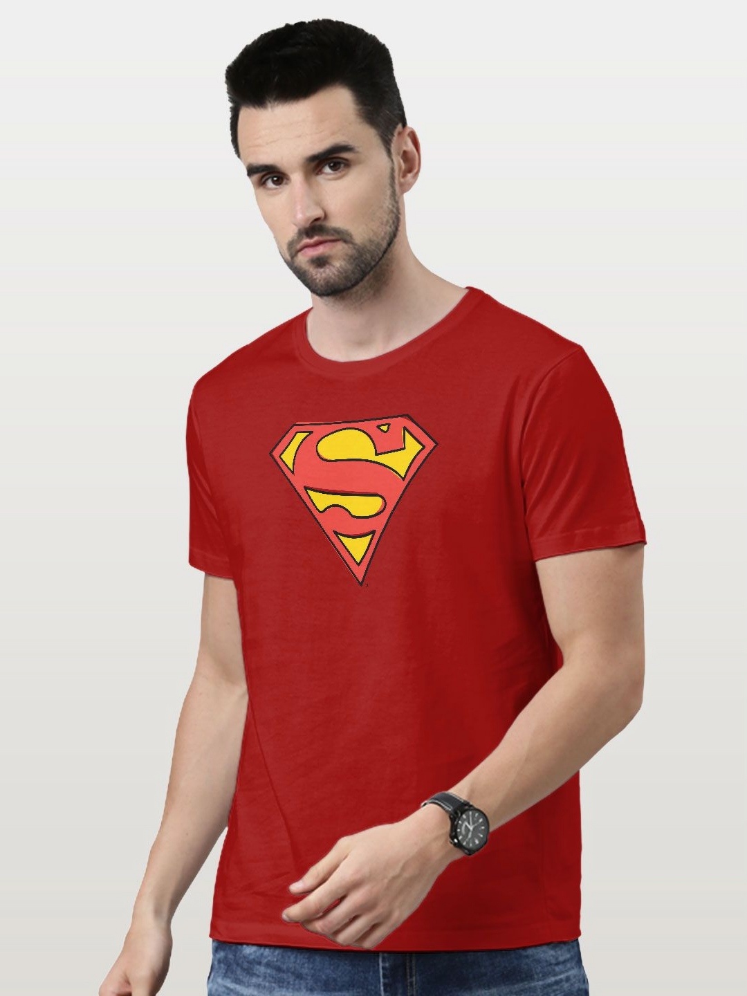 

macmerise Men Printed Applique T-shirt, Red