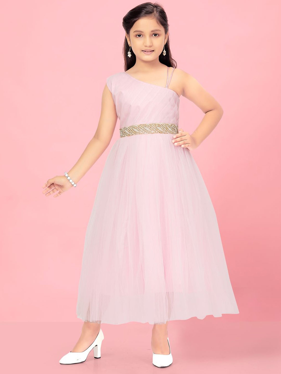 

BAESD Girls Net Fit & Flare Midi Dress, Pink