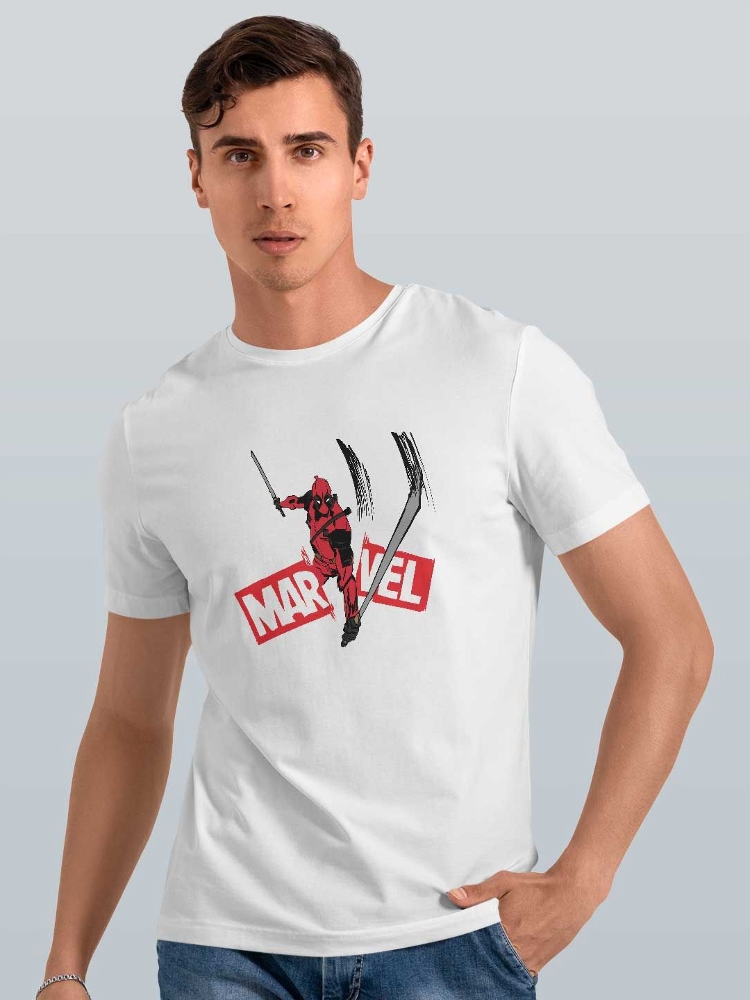 

macmerise Men Typography Printed Applique T-shirt, White
