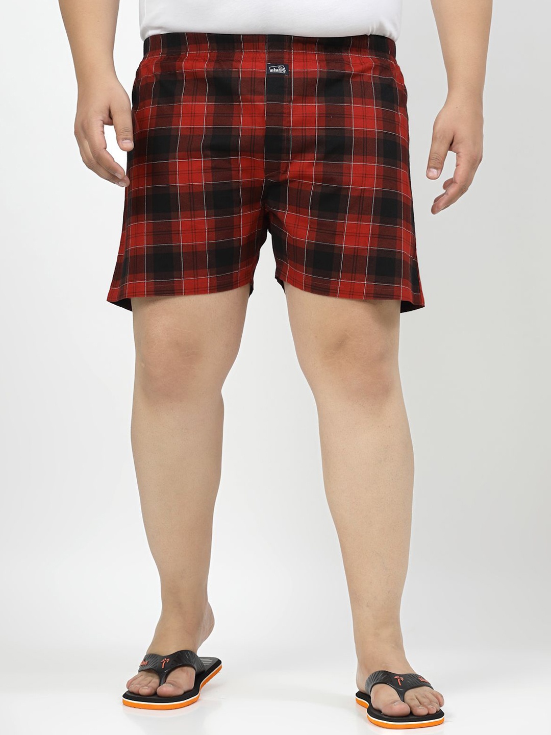

plusS Pure Cotton Checked Boxers MBX208E-GOJIBERRYCHK-XL, Red