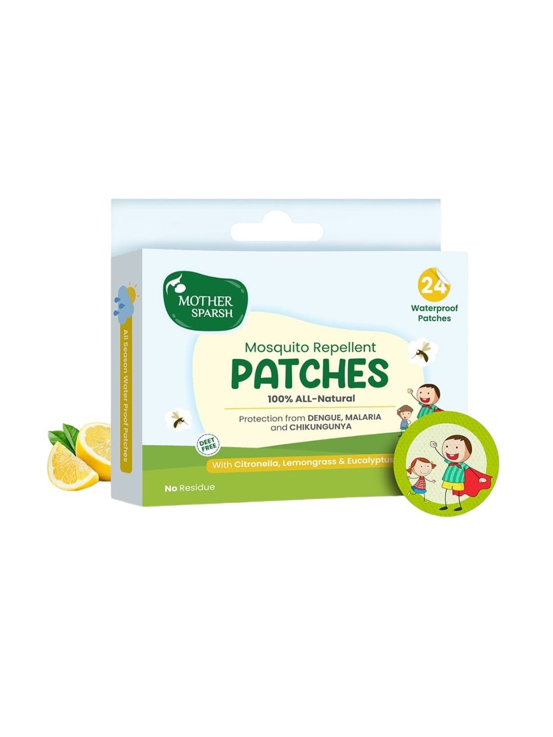 

Mother Sparsh Mosquito Repellent Patches - 24 Patches, Green