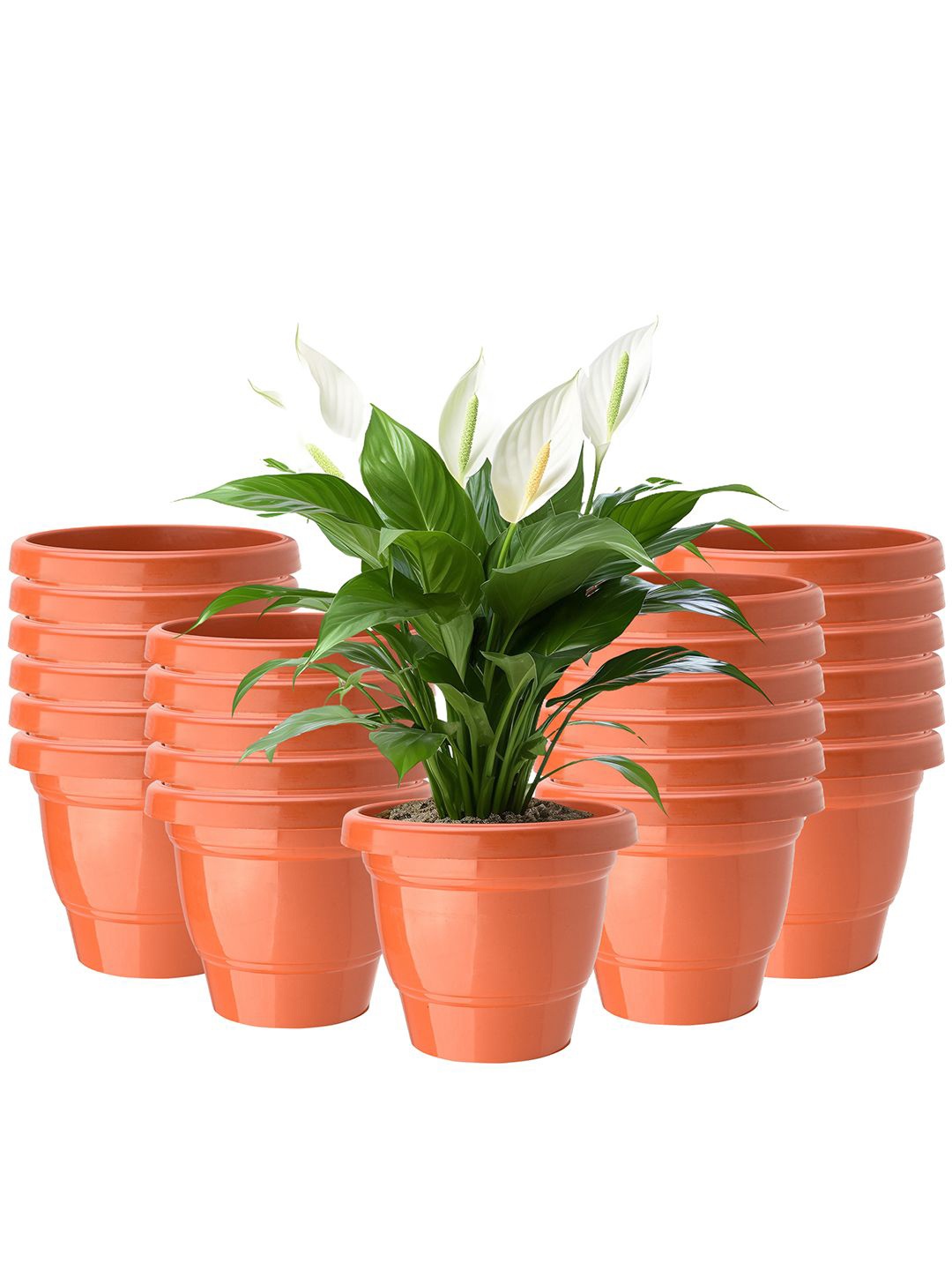 

Kuber Industries Orange-Colored 24 Pieces Durable 2-Layer Planters
