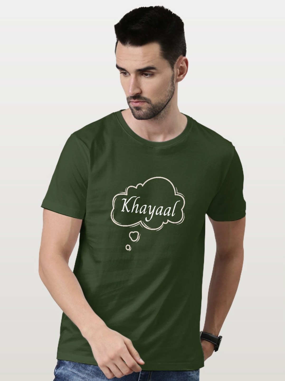 

macmerise Men Typography Printed Raw Edge T-shirt, Green