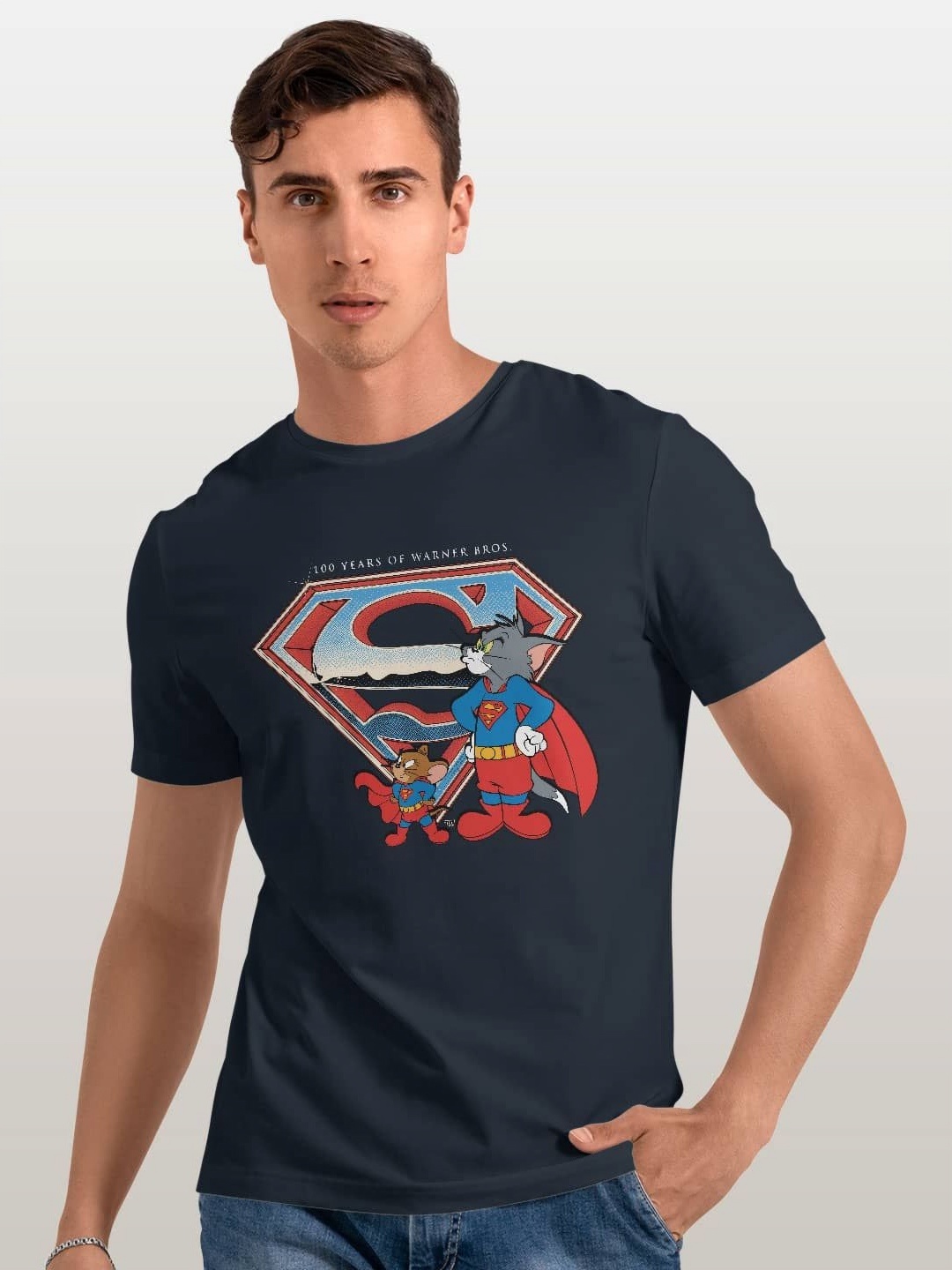 

macmerise Men Printed Applique T-shirt, Blue