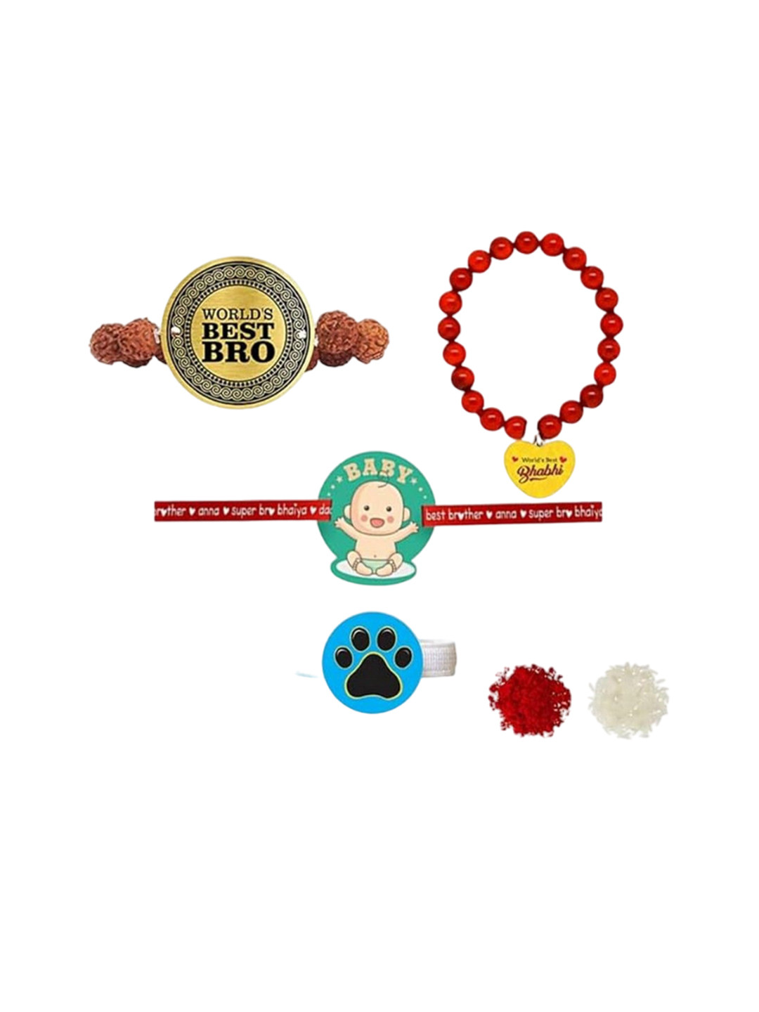 

THEYAYACAFE Set Of 3 Bhaiya Bhabhi Thread Rakhi With Roli & Chawal, Brown