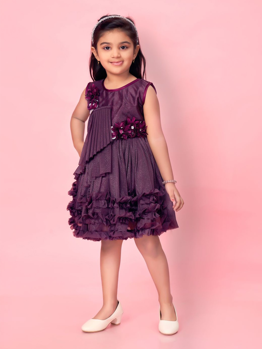 

BAESD Girls Net Fit & Flare Ruffles Mini Dress, Purple