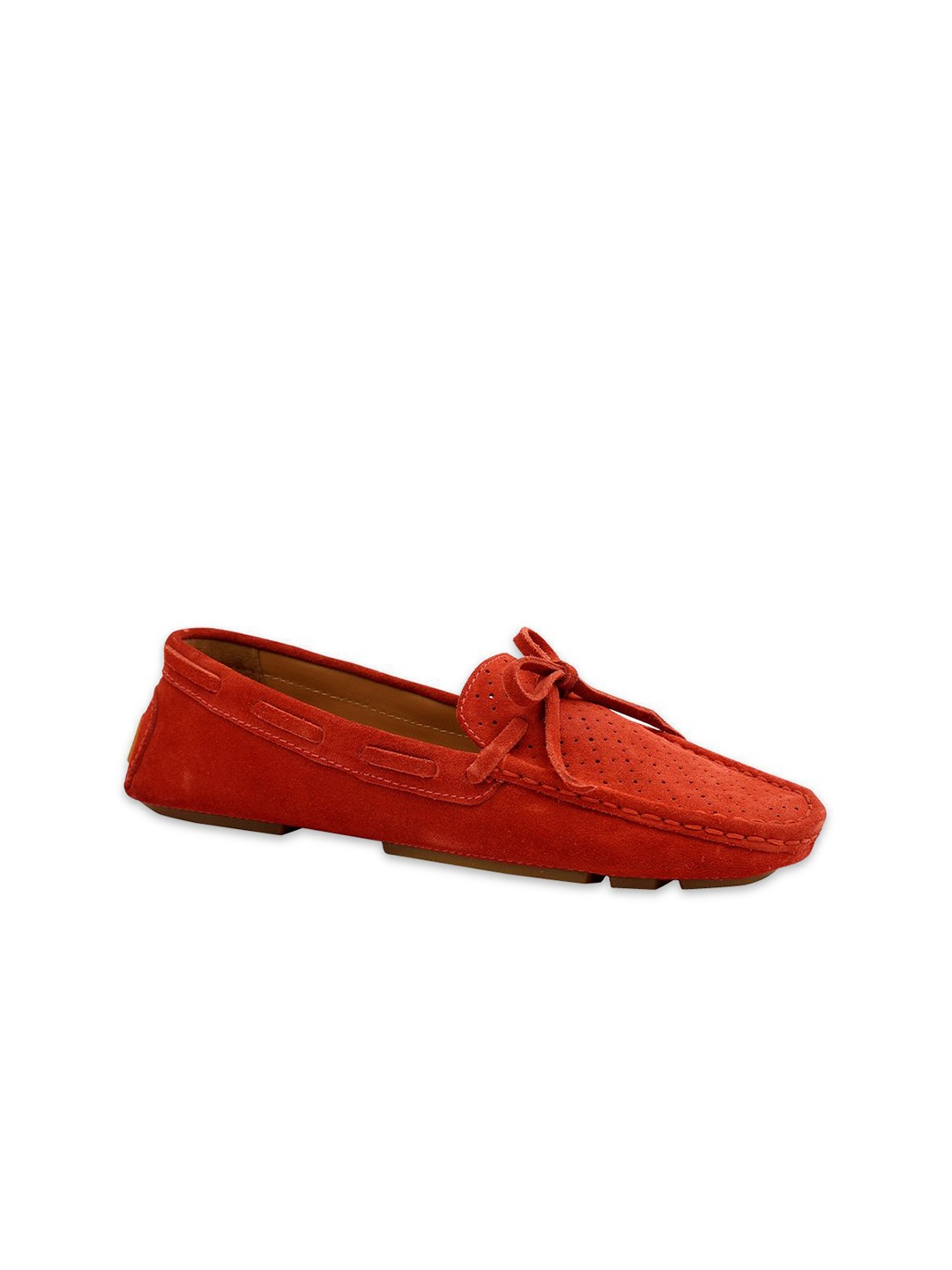 

Eske Women Textured Leather Slip-On Loafers, Red