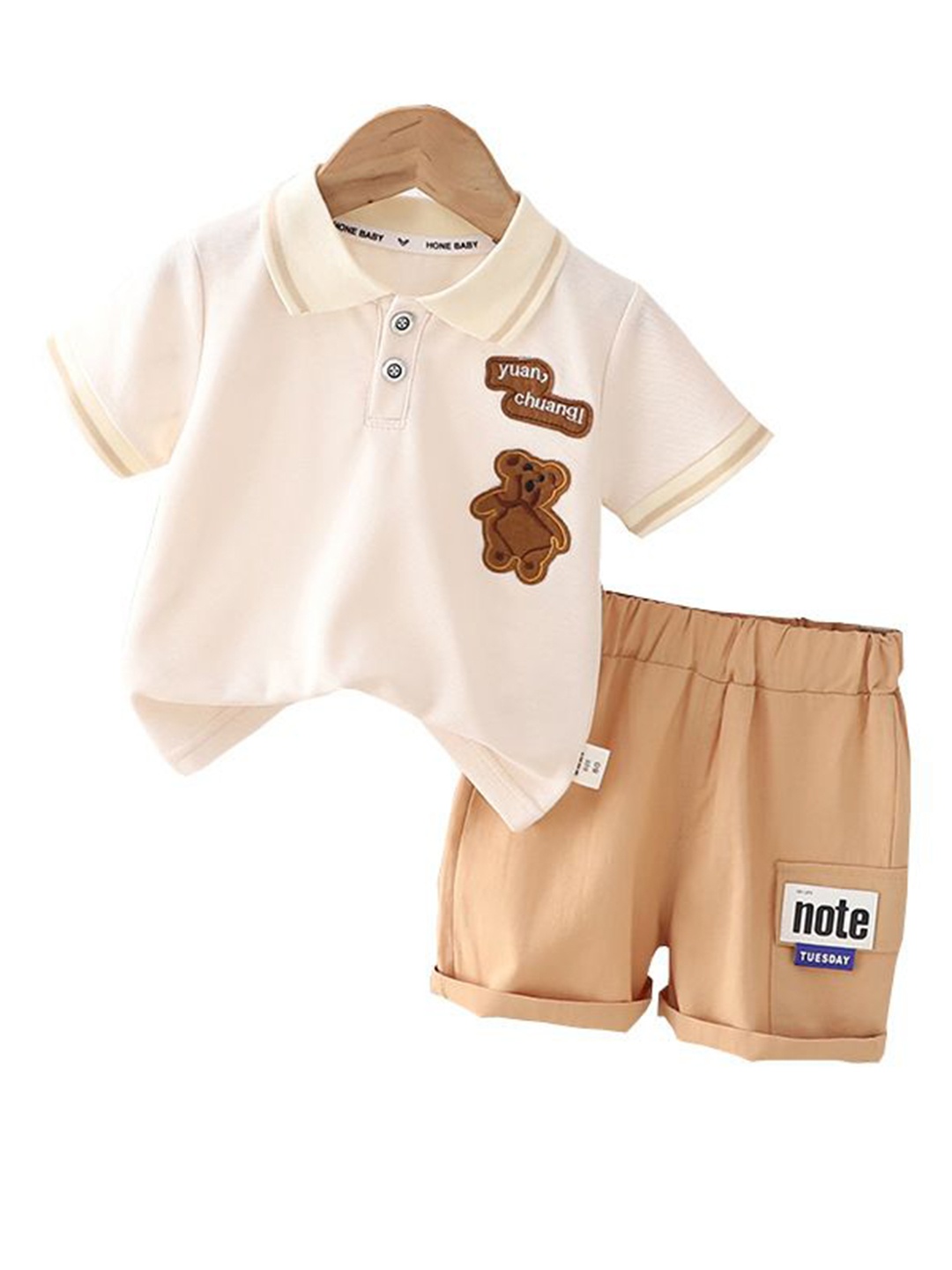 

StyleCast x Revolte Infant Boys Printed Pure Cotton T-shirt With Shorts, Khaki