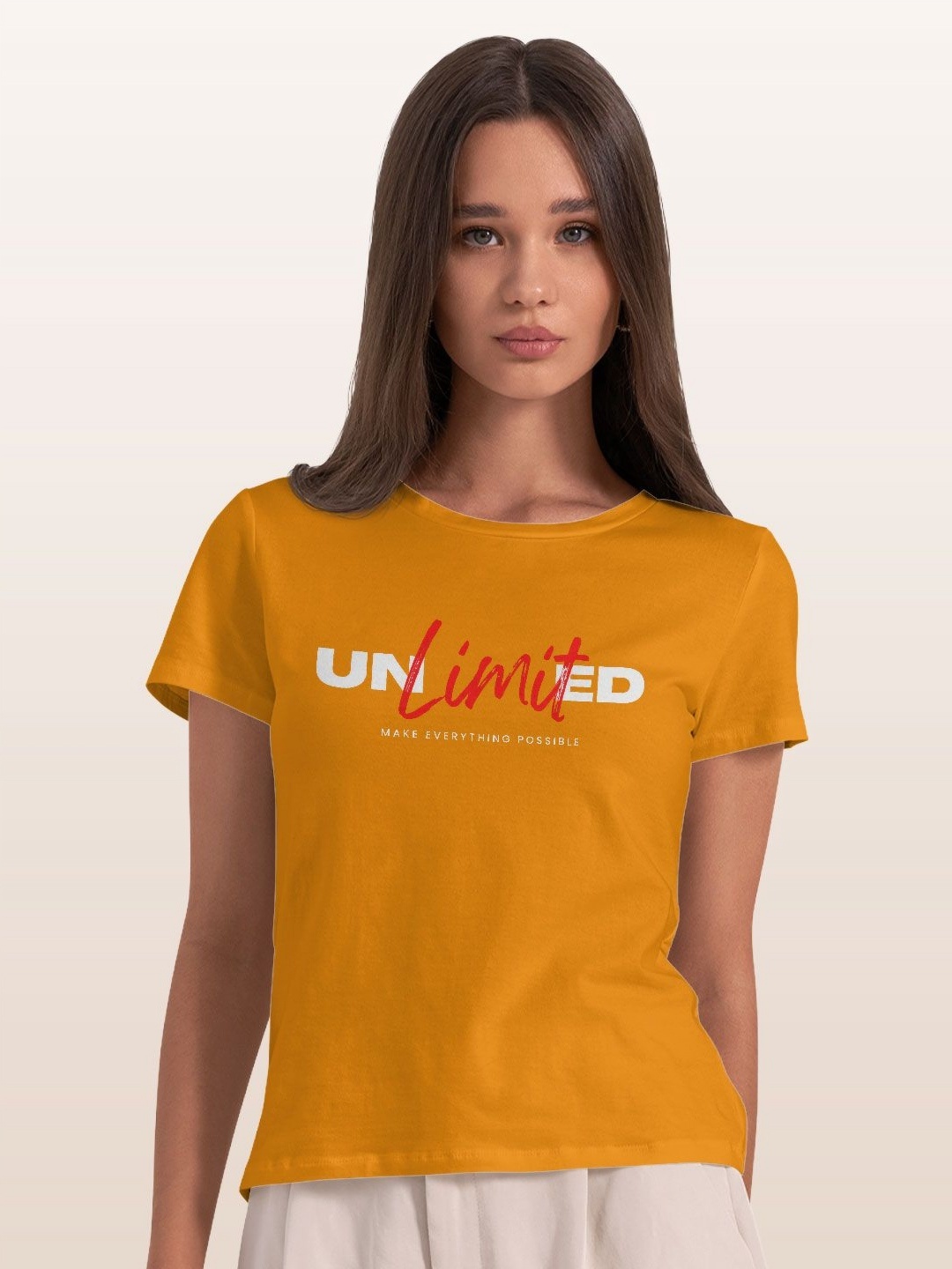 

macmerise Women Typography Printed T-shirt, Yellow