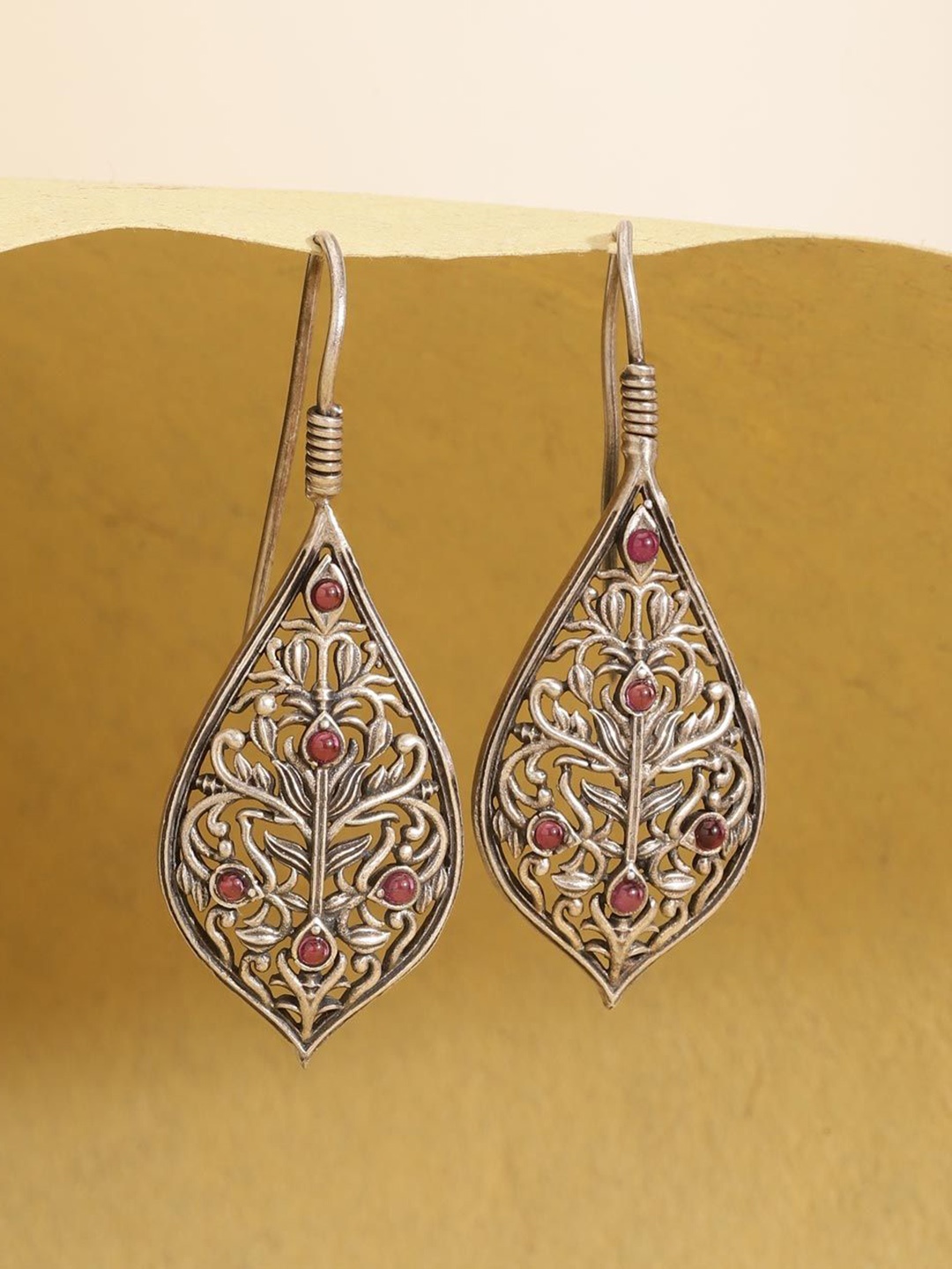 

Fabindia Contemporary Stone Studded Drop Earrings, Silver