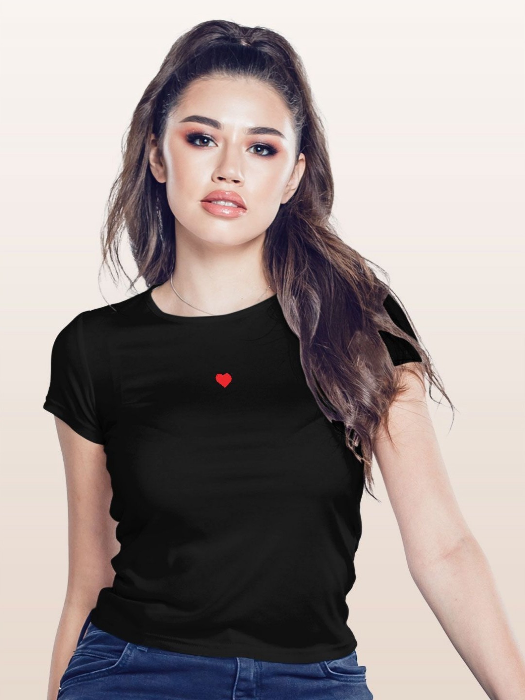 

macmerise Women Applique T-shirt, Black
