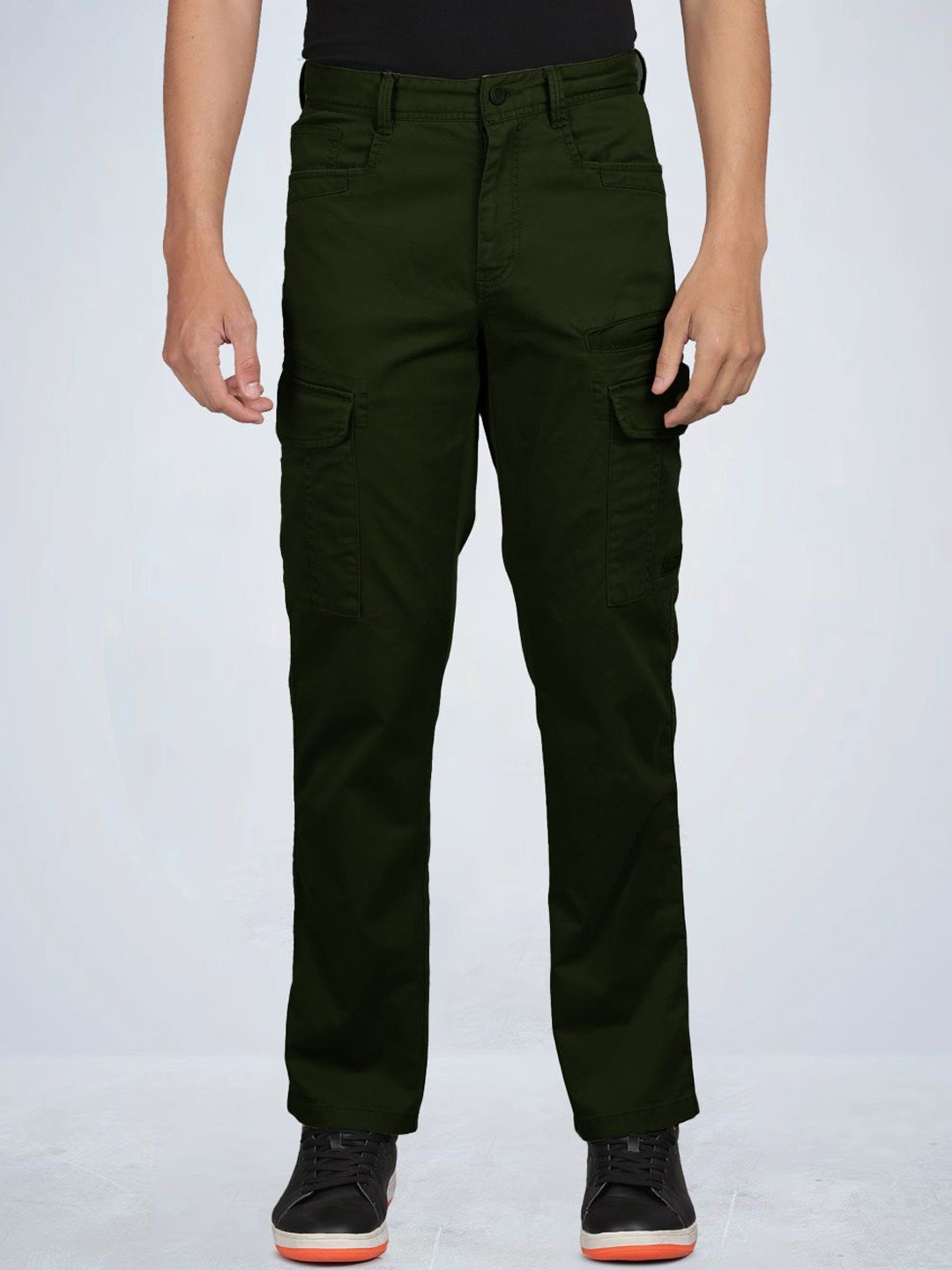 

t-base Men Mid-Rise Cargos Trousers, Olive
