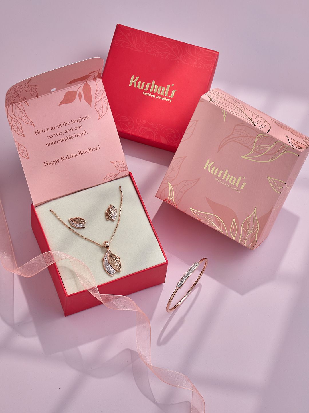 

Kushal's Fashion Jewellery Rose Gold Plated Cubic Zirconia Studded Jewellery Set