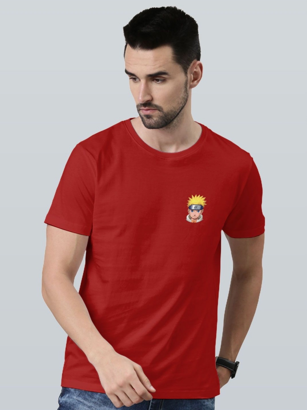 

macmerise Men Printed Applique T-shirt, Red