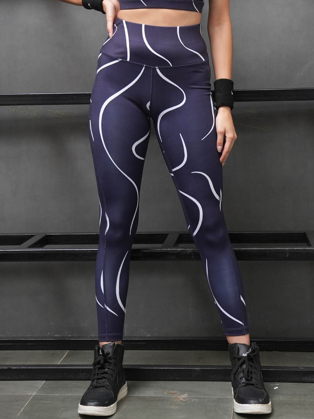 

Soie Women High-Rise Ankle-Length Gym Tights, Navy blue