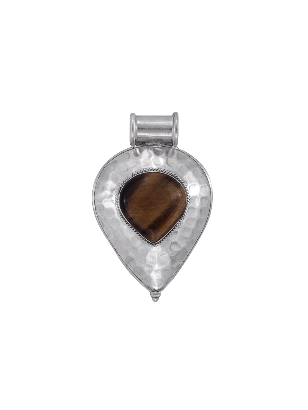 

Exotic India Tiger Eye Gemstone Sterling Silver Pendant