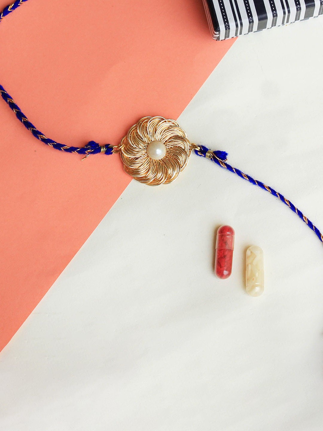 

BeAbhika Charm Lumba Thread Rakhi With Roli Chawal, Gold