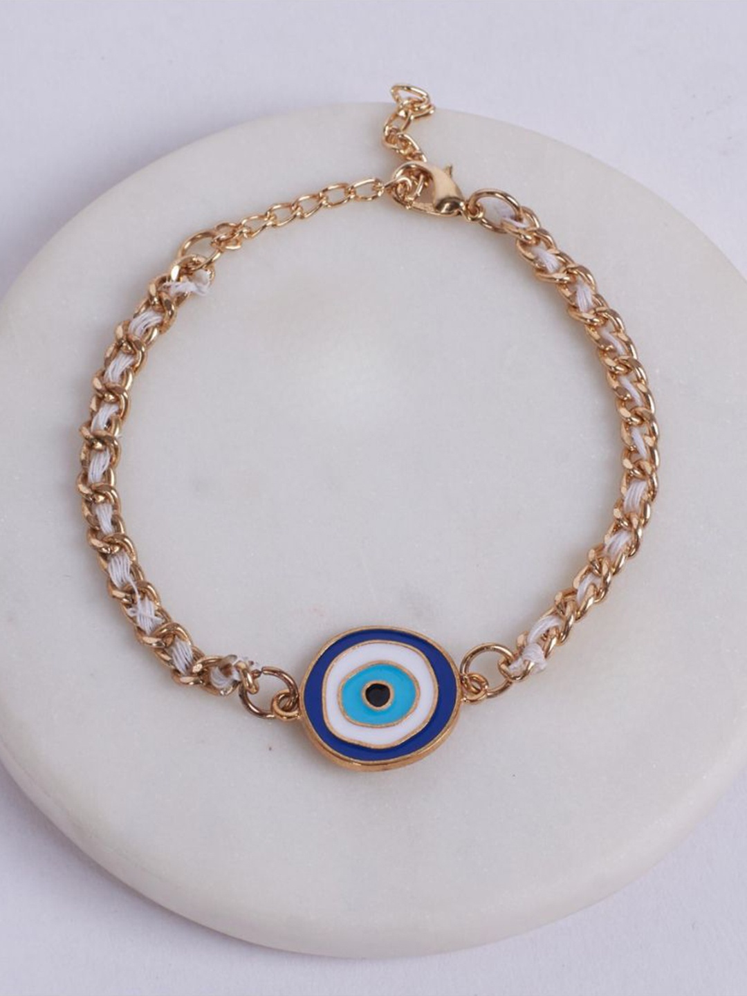 

SALTY Painted Evil Eye Tradition Wraparound Rakhi with Roli Chawal, Gold