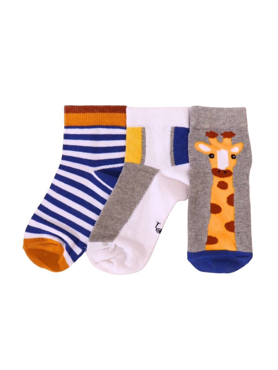 

Thela Gaadi Kids Pack Of 3 Patterned Ankle-Length Socks, Yellow