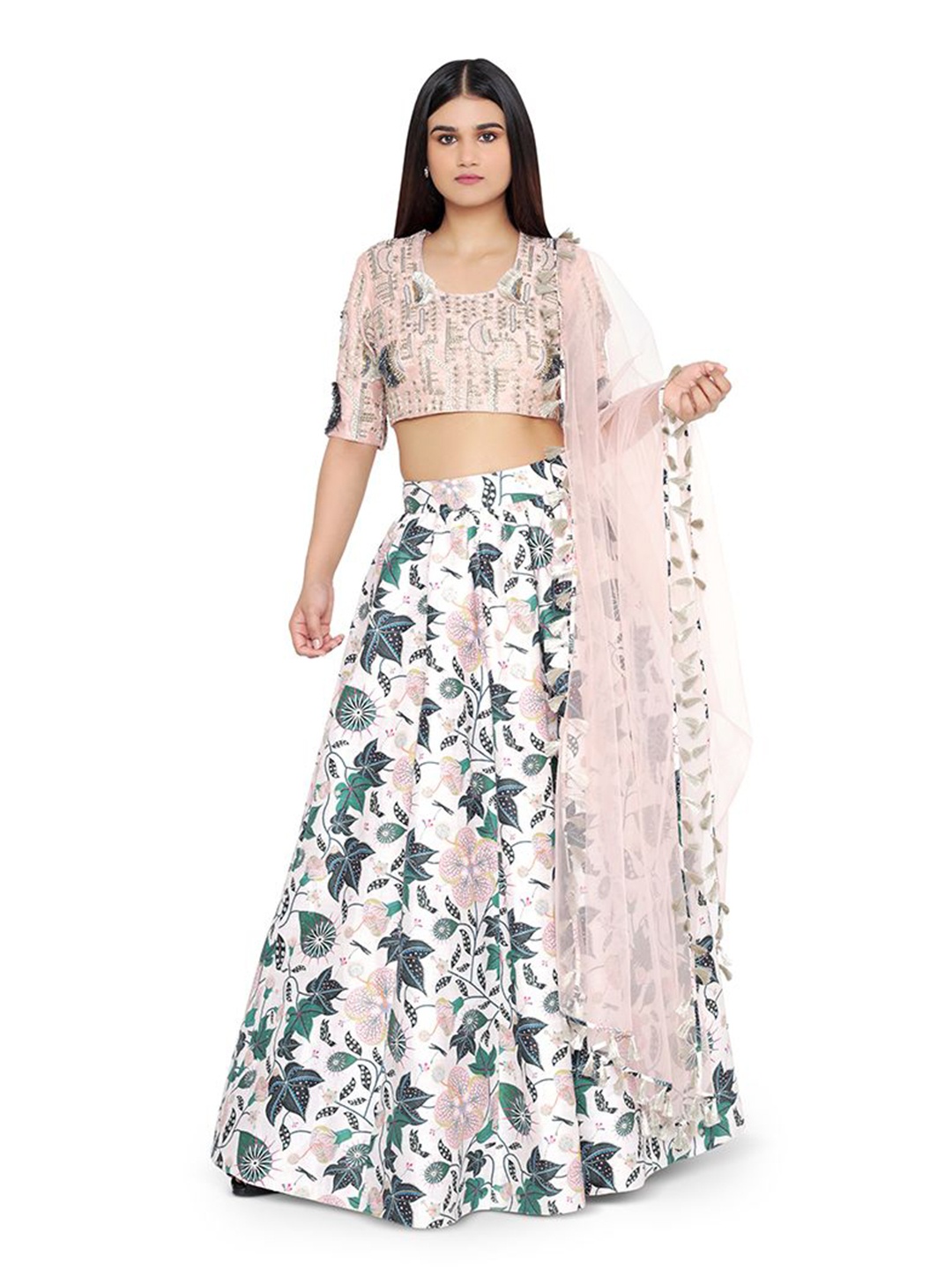 

Payal Singhal Embellished Dupion Silk Ready to Wear Lehenga & Blouse With Dupatta, Pink