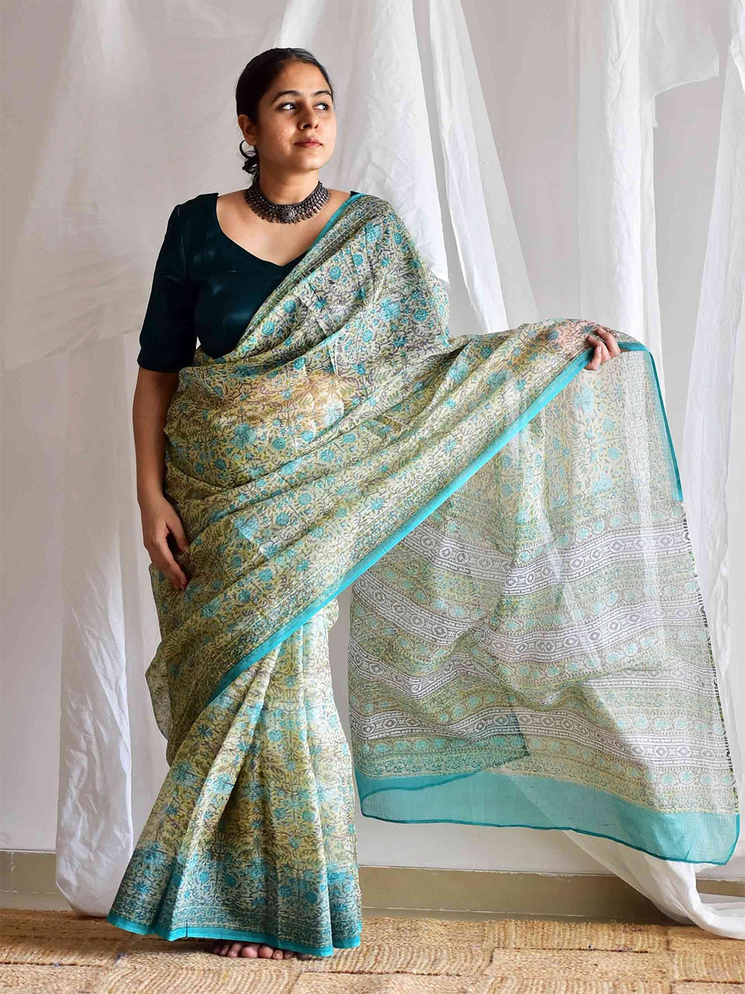 

Sundarii Ethnic Motifs Kota Saree, Sea green