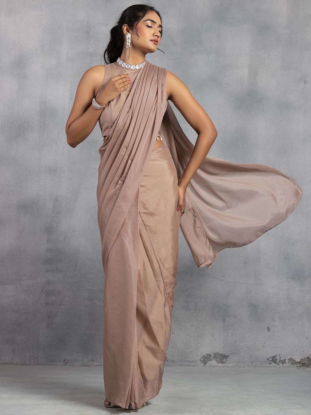 

Rang by Indya Ombre Embellished Ready to Wear Saree with Blouse, Gold