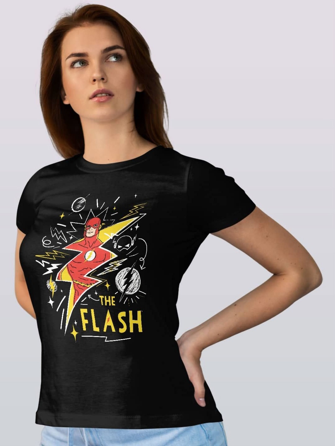 

macmerise Women Biker Printed Applique T-shirt, Black