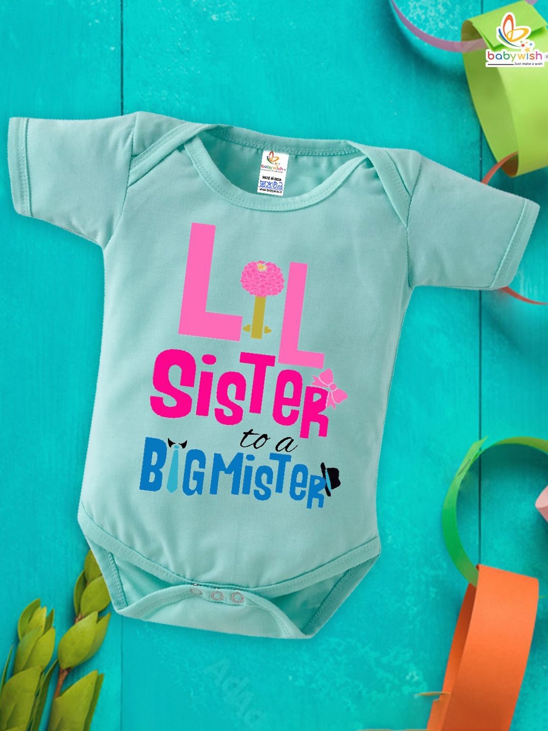 

Babywish Infants Printed Cotton Bodysuit, Sea green