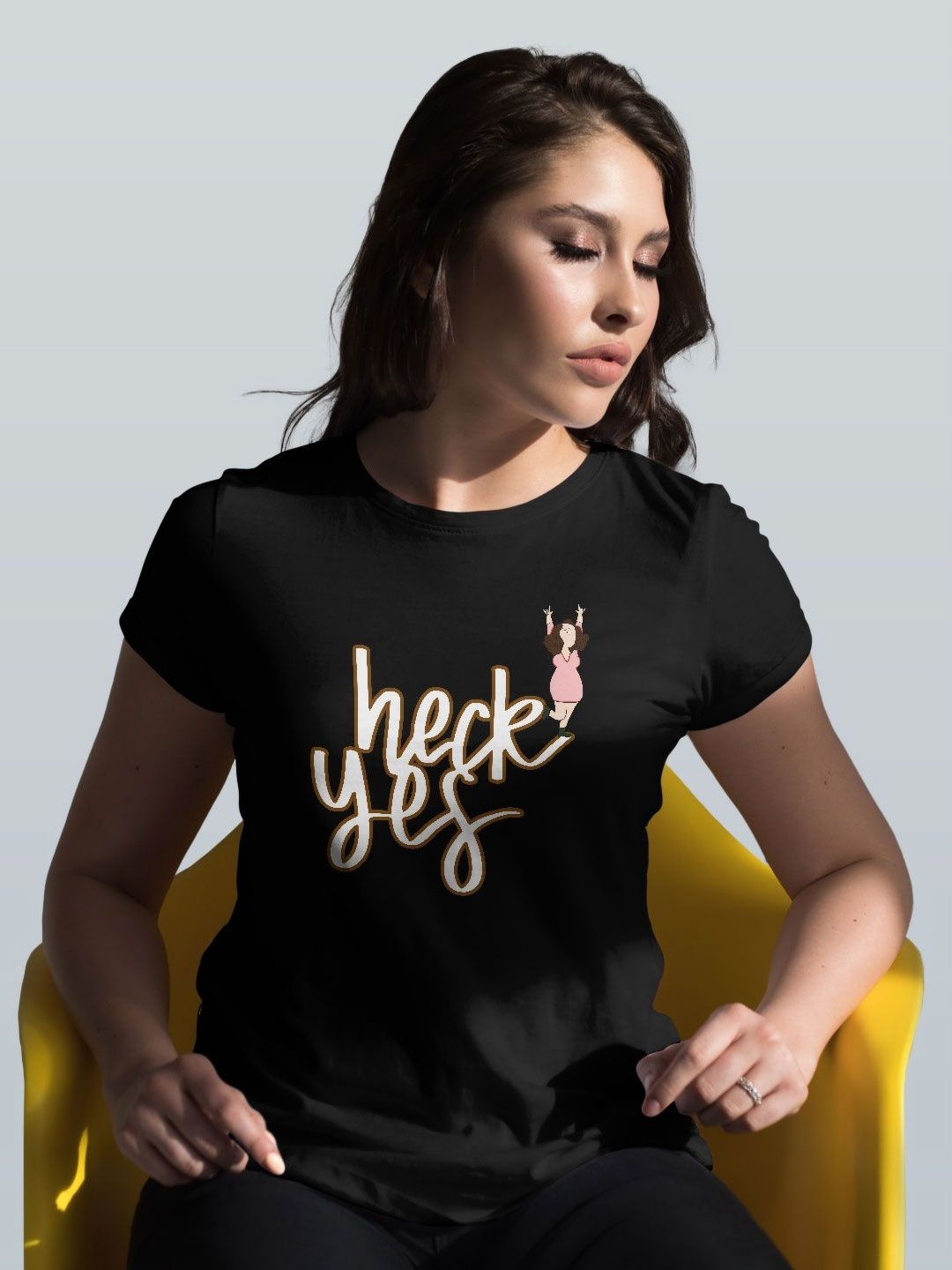 

macmerise Women Typography Printed Cut Outs T-shirt, Black